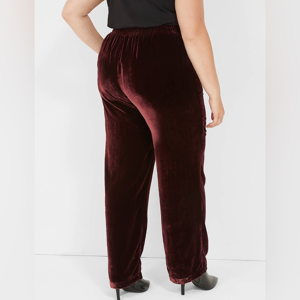 Cacique Velour Straight Leg Pull-On Pants in Wine, Elastic Waist, Women’s 18/20 - Picture 4 of 7
